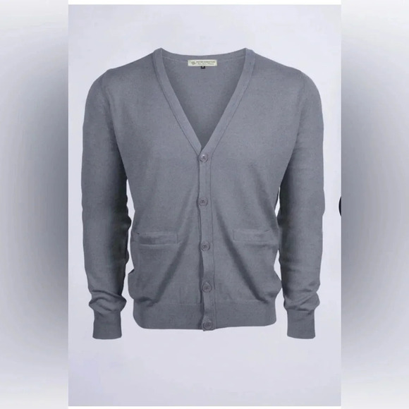 Peter Christian Italian Fine Merino Wool Gray Cardigan Sweater - Picture 1 of 8